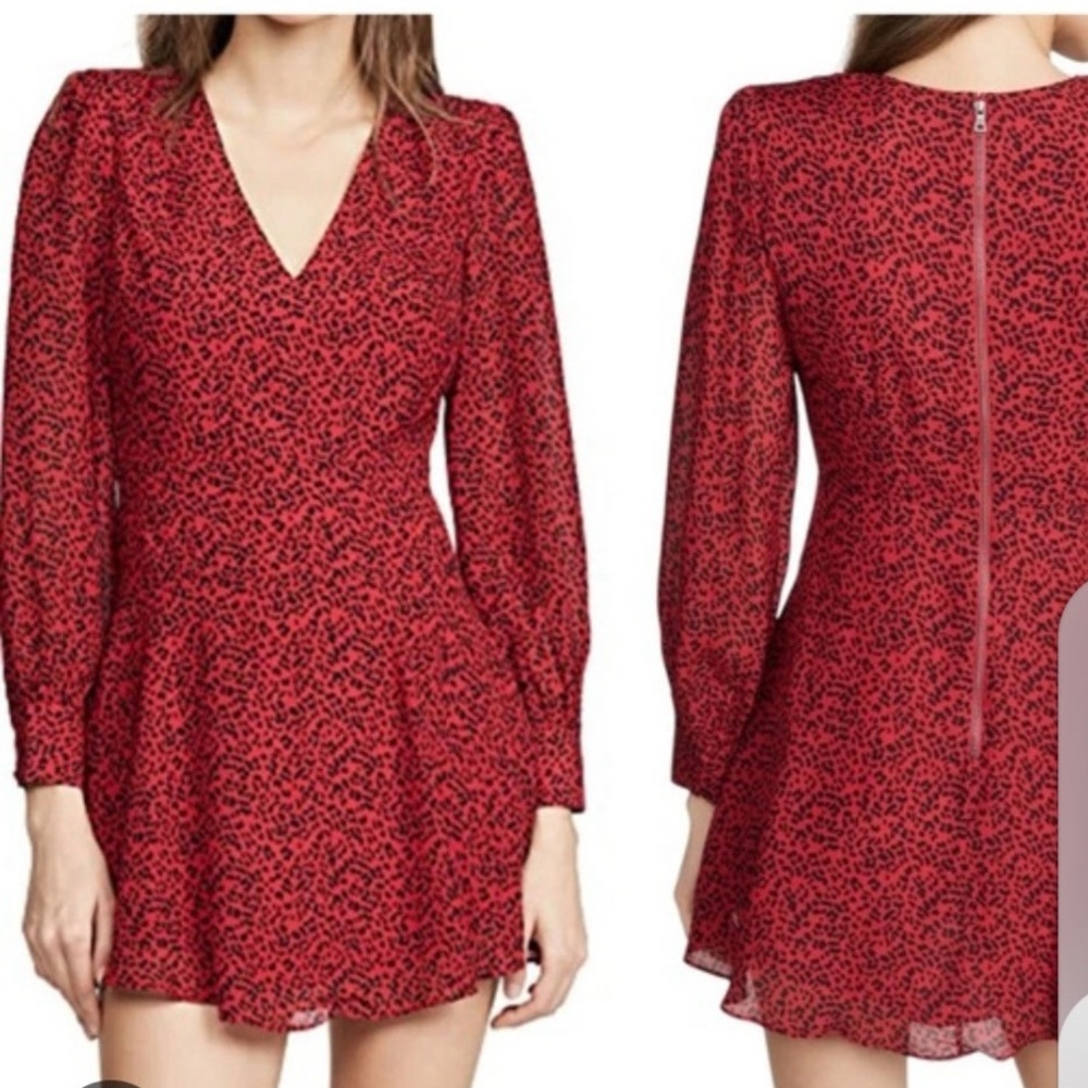 Alice + Olivia Red and Black‎ Long Sleeve Dress